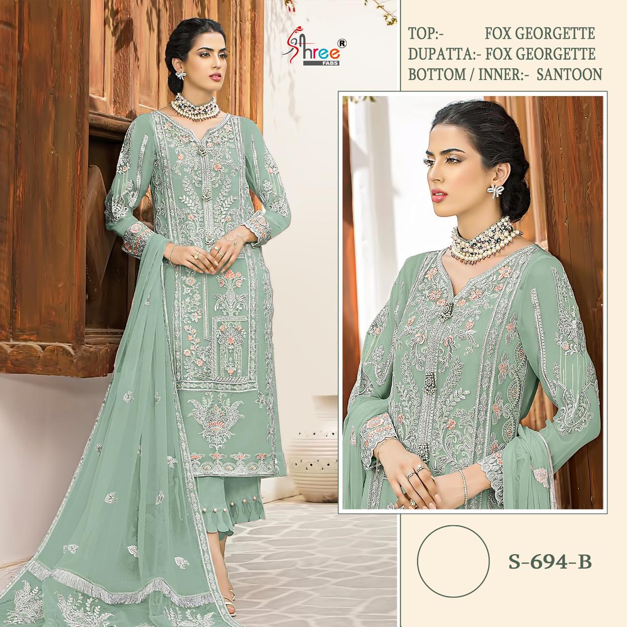 S 694 colour Festive Wear Georgette Wholesale Pakistani Salwar Suits